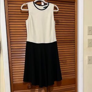 Ralph Lauren Cream and Black A-Line Midi Dress
